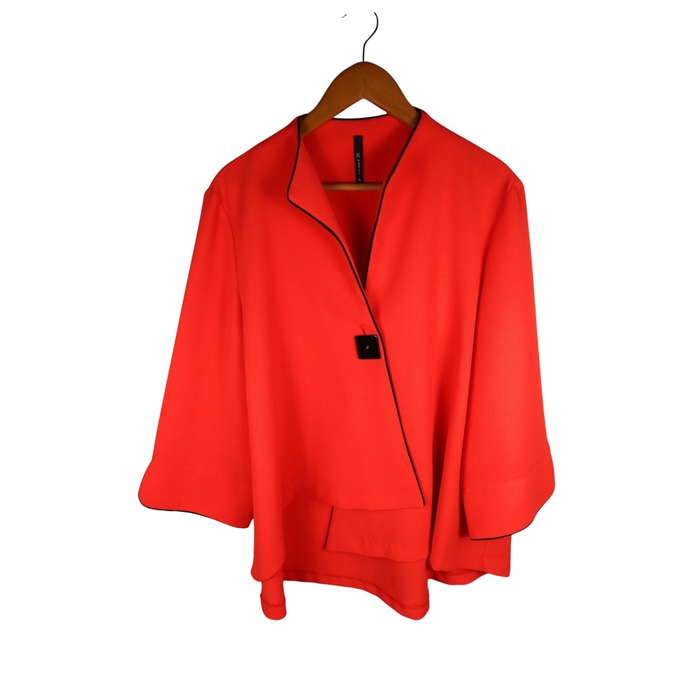 IC by Connie K Jacket Women XL Red Black Trim Made USA Vintage 80s 90s